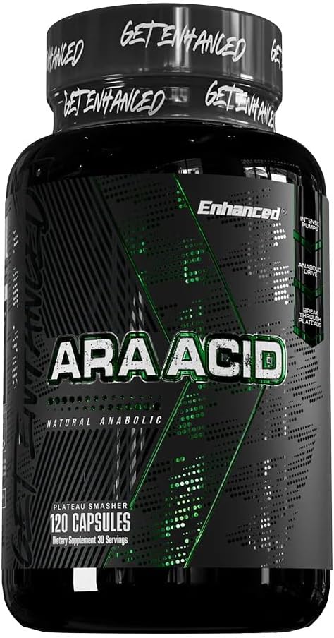 Enhanced Labs Arachidonic Acid (ARA) Muscle Building Supplement1400 mg 30 Servings 120 Veg Capsules Omega 6 for Strength &amp Lean Mass Rice Bran Oil Third Party Tested