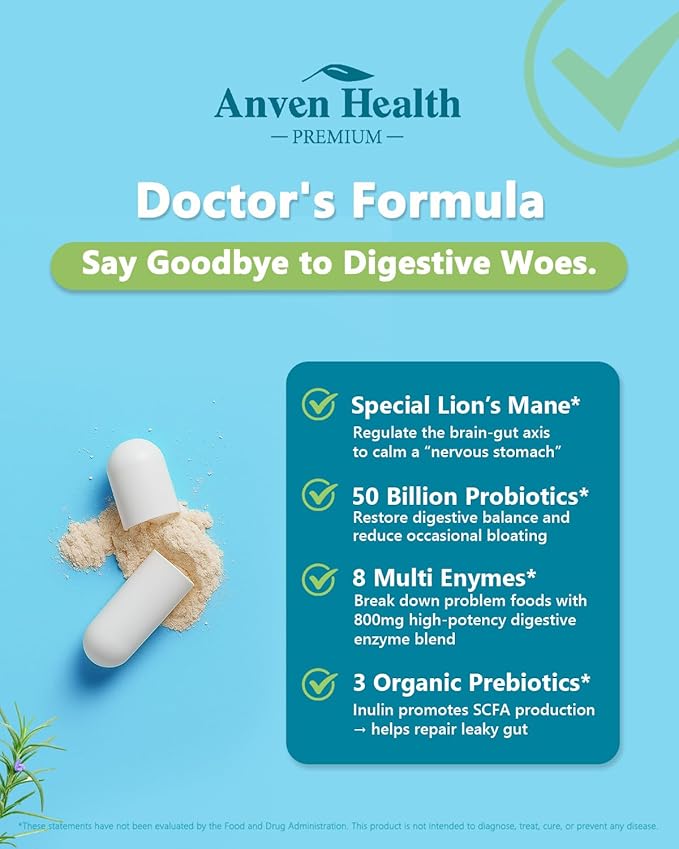 800mg Digestive Enzymes for Men and Women with Probiotics &amp Organic Prebiotics 8 Key Enzymes Protease Amylase &amp Lipase for Bloating Gas Relief Non-GMO | 90 Capsules