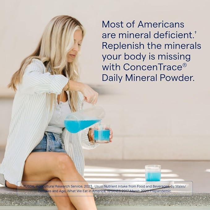 Trace Minerals ConcenTrace Daily Mineral Powder - Supports Energy Digestion Bone Health - 70+ Multiminerals Supplement with Ionic Magnesium Chloride &amp Potassium Sugar-Free (60 Servings)