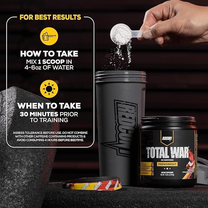 REDCON1 Total War Pre Workout Orange Crush - Contains 320mg of Caffeine from Green Tea Juniper &amp Beta Alanine - Pre Work Out with Amino Acids to Increase Pump Energy + Endurance (30 Servings)