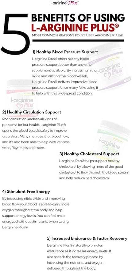L-Arginine Plus Powder with 5110 mg L-Arginine and 1010 mg L-Citrulline - Nitric Oxide Supplement for Blood Flow and Circulation - Grape Lemon Lime Raspberry 13.4 Ounces Each - 3 Pack
