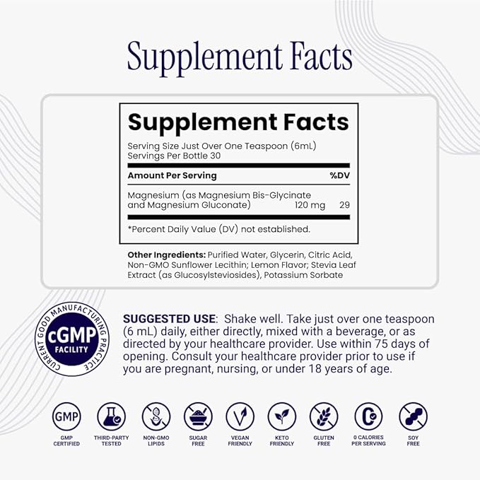 Rho Nutrition Liposomal Magnesium - High Absorption Liquid Magnesium Bisglycinate Vitamin Supplement - Supports Muscle Recovery Relaxation Memory &amp Cognitive Function for Men &amp Women