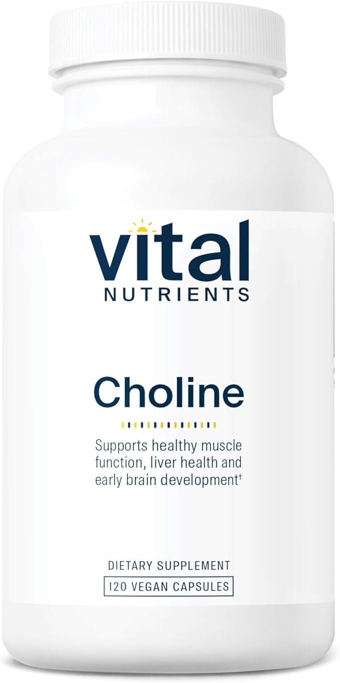 Vital Nutrients Choline 550mg - Vegan Choline Supplements - 100% RDA for Neurological Development and Health* - Gluten Dairy Soy Free - Non-GMO - 120 Capsules