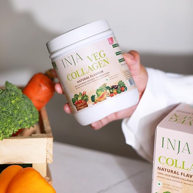 INJA Wellness Veg Collagen Supplement for Women Men 100% Vegetarian Collagen Only Original Veg Collagen Powder No added sugar Improves Skin and Hair Health Reduce Fine Line and Wrinkles