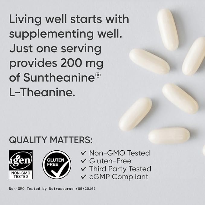Sports Research Double Strength L-Theanine Supplement - Suntheanine Softgels for Focus Relaxation &amp Alertness - Non-Drowsy Support Made with Coconut Oil Non-GMO &amp Gluten Free - 200mg 120 Co