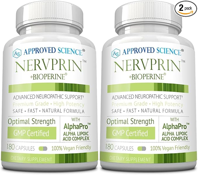 Approved Science Nervprin - Nerve Support - Benfotiamine B12 R-Alpha-Lipoic Acid Corydalis Boswellia BioPerine - 360 Capsules - Made in The USA