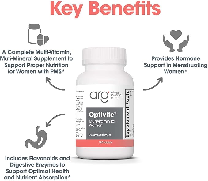 Optimox Optivite - PMS Support Supplement for Women Period Multivitamin for Hormone Balance with Vitamin B6 &amp Iron Hormone Support Vitamin - 180 Tablets