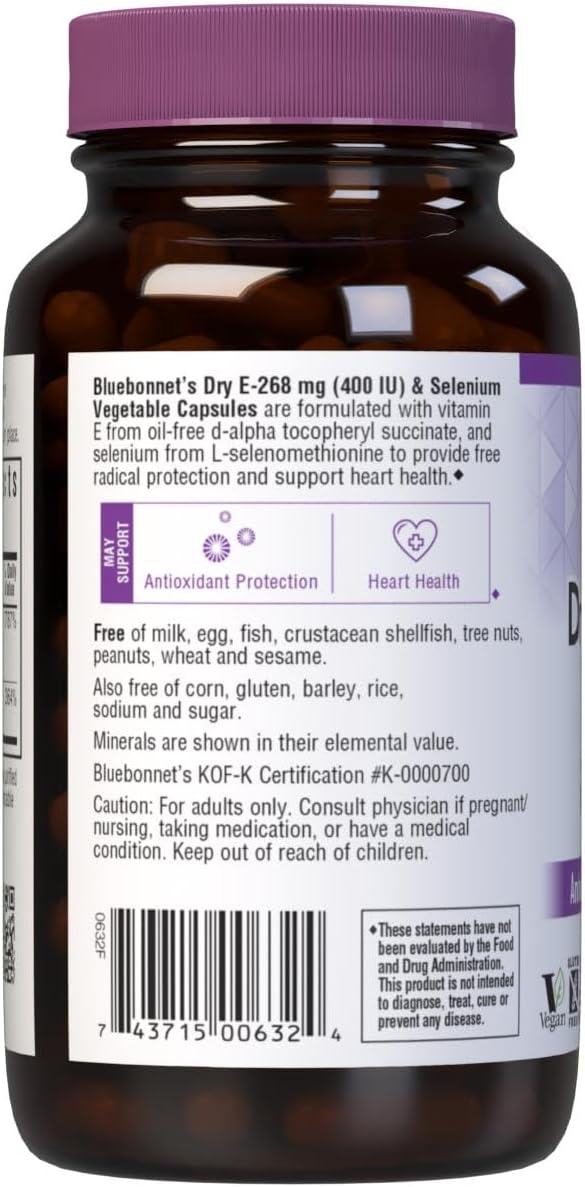 BlueBonnet Dry E-400 IU Plus Selenium Vegetarian Capsules 120 Count White