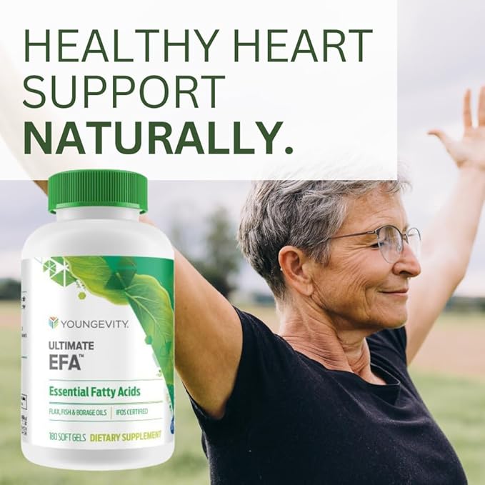 Youngevity Ultimate EFA - Organic Source of Essential Fatty Acids | Omega 3 6 &amp 9 | Made from Borage Flax &amp Fish Oil | 180 Count (180 Count (Pack of 1))