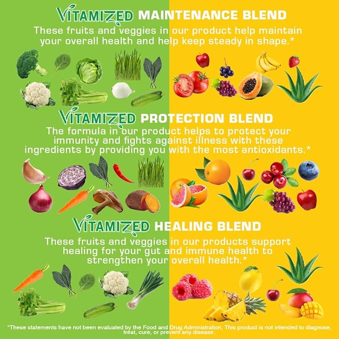 Fruits and Vegetables Supplements With BioPerine Contains 38 Fruits &amp Vegetables Super Food Powder Supplements Formula For Overall Health &amp Nature Energy Boost for Adults Men &amp Women - Ma