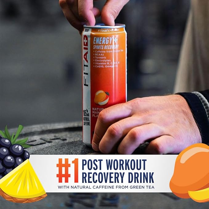 LIFEAID FITAID Energy Drink 200mg Natural Caffeine Keto 15 Calories Variety Pack BCAAs Quercetin Electrolytes Omega-3s Paleo Vegan &amp Gluten-Free 12-oz. cans (Pack of 24)