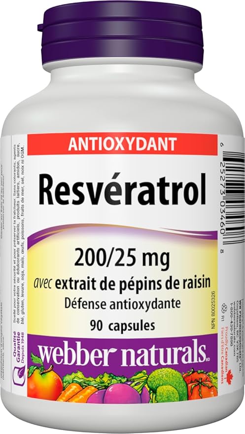 Webber Naturals Resveratrol with Grape Seed Extract 200mg/25mg 90 capsules