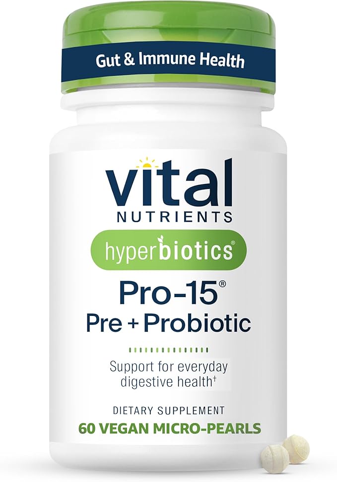 Hyperbiotics Vital Nutrients Family Probiotic Bundle – Pro-15 Prebiotics + Probiotics for Adults (60 Time Release Pearls) &amp Pro-Kids Chewable Probiotic Tablets (60 Count)