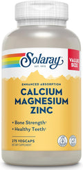 SOLARAY Calcium Magnesium Zinc Supplement - with Calcium 1000mg Magnesium 500mg - Bone Health Muscle Function Heart Health and Immune Support - Vegan 60 Day Guarantee 68 Servings 275 VegCaps