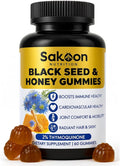 Sakoon nutrition Black Seed Oil Gummies with Honey and W/ 2%+ THYMOQUINONE - Nigella Sativa Seeds - Super antioxidant for Immune Support Joints Digestion Hair &amp Skin - 60 Gummies