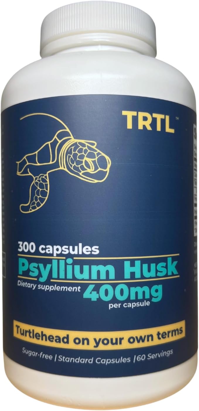 TRTL Psyllium Husk Capsules – 300ct | Fiber Supplement for Gut Health &amp Regularity | Non-GMO | 2g Psyllium Husk per Serving