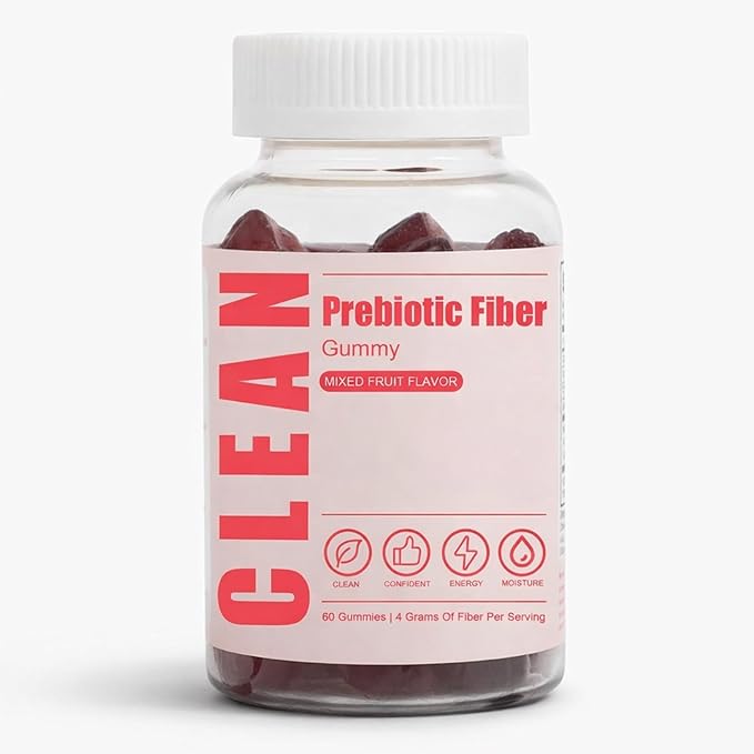 Clean Prebiotic Fiber Gummy Clean Fiber Gummies for Men Men Prebiotic Supplement for Digestive Gut Health Non-GMO 60 Gummies / 4g Fibers Per Serving