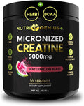 Creatine Monohydrate 5g with BCAAs –Support Muscles Cellular Energy and Cognitive Function* – Watermelon Micronized Powder – 30 Servings Keto Friendly - Gluten-Free
