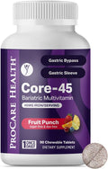 Procare Health Bariatric Multivitamin with Iron 45mg Chewable (30 Tablets) - Fruit Punch Flavor Bariatric Multivitamin Chewable Pills for Gastric Bypass &amp Sleeve Gastrectomy Patients (01 Month Sup