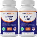 Vitamatic 5-HTP 200mg with B6 5mg Per Serving - 240 Vegetarian Capsules (5-Hydroxytryptophan) - (Griffonia Simplicifolia Seed Extract)- 2 Pack