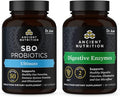 Ancient Nutrition SBO Probiotics Capsules Ultimate 60 Count + Digestive Enzymes Capsules 90 Count