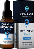 COMPASS LABORATORY Methylene Blue Pharmaceutical Grade USP Grade Third-Party Tested Dietary Supplement for Humans No Formaldehyde Made in USA (0.5% 50ml Bottle)