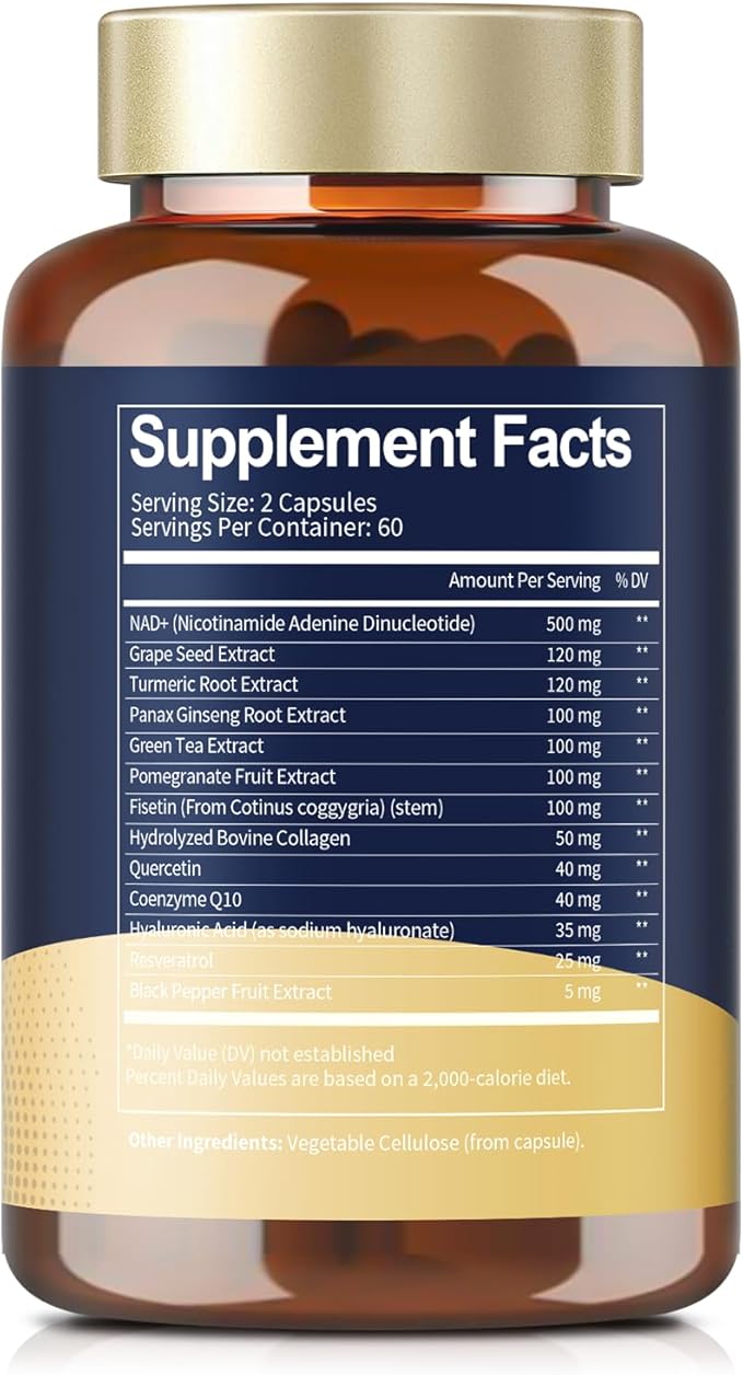 Totaria (2 Packs) NAD Supplement for Women Men with nicotinamide riboside resveratrolQuercetin Betaine Boost NAD+ Levels NAD Plus Supplement for Anti Aging Energy Immune Focus 120 Capsules