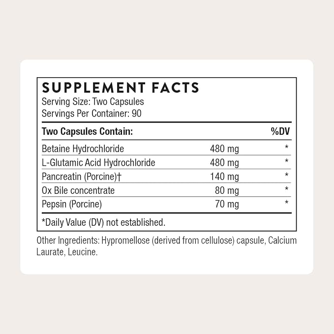 THORNE - Advanced Digestive Enzymes - Supplement with Pepsin Ox Bile &amp Pancreatin for Indigestion &amp Constipation Relief - Minimizes Occasional Gas &amp Bloating* - Third-Party Certified - 18