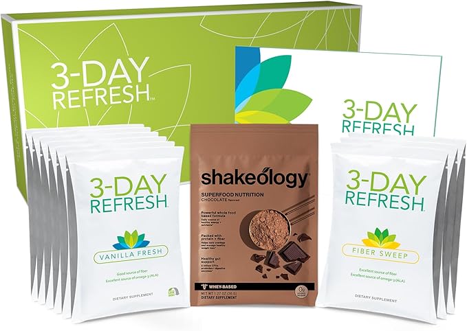 BODi 3-Day Refresh Complete Kit – Shakeology Vanilla Fresh Protein Shake Fiber Sweep Program Guide for Clean Eating Lose a Few Pounds Body Cleanse