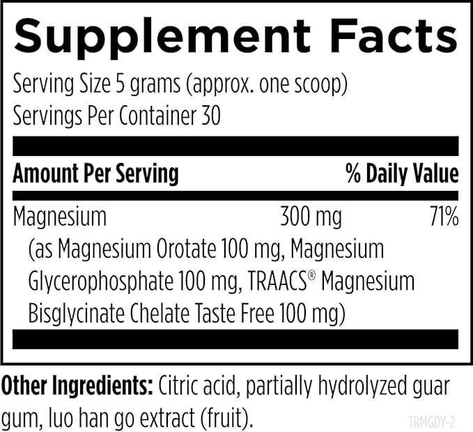 Designs for Health TriMag Supreme Powder - 300mg Triple Magnesium Drink - May Support Heart Health &amp Energy - Magnesium Orotate Glycerophosphate + Bisglycinate Chelate (30 Servings / 150g)