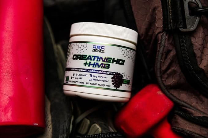 Creatine HCl + HMB for Athletes – Performance &amp Recovery Formula – 2g Creatine HCl 2.5g HMB – Fast Absorption No Bloat No Loading – 30 Servings – GEC (Standard Sour Grape Candy)