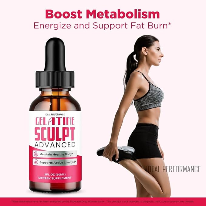 Gelatine Sculpt Drops Official Gelatine Sculpt Supplement Dropper All Natural Keto Liquid Droppers Advanced Formula Sustain Active Lifestyle &amp Fitness Goals GelatineSculpt Reviews (3 Pack)