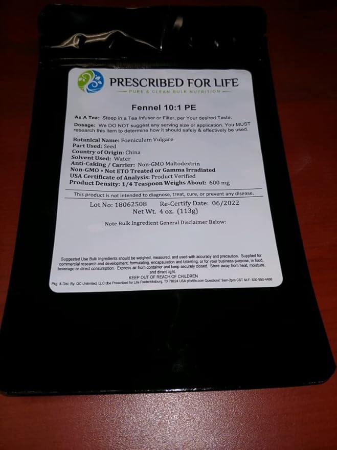 Prescribed For Life Fennel Seed Extract Powder | Fennel Seed Supplement | Breast Milk Supply Supplement | Fennel Extract Powder | Gluten Free Vegan Non-GMO 25 kg