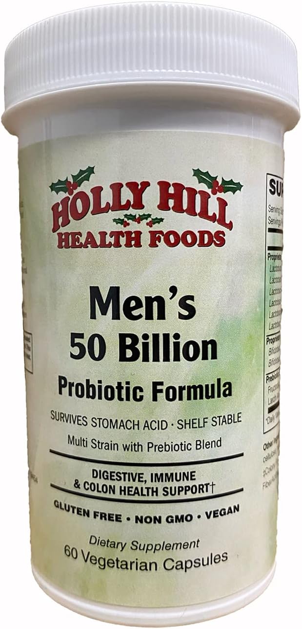 Holly Hill Health Foods Men's 50 Billion Probiotic Formula 60 Vegetarian Capsules