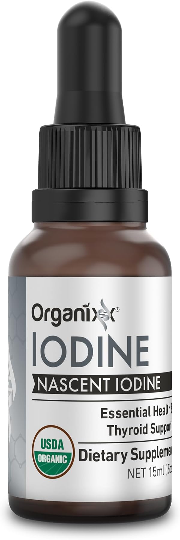 Organixx Iodine Supplement Organic Nascent Liquid Drops Pure Iodine Concentrate for Men and Women Gluten Free Vegan Non GMO American Made 15 ML 60 Servings