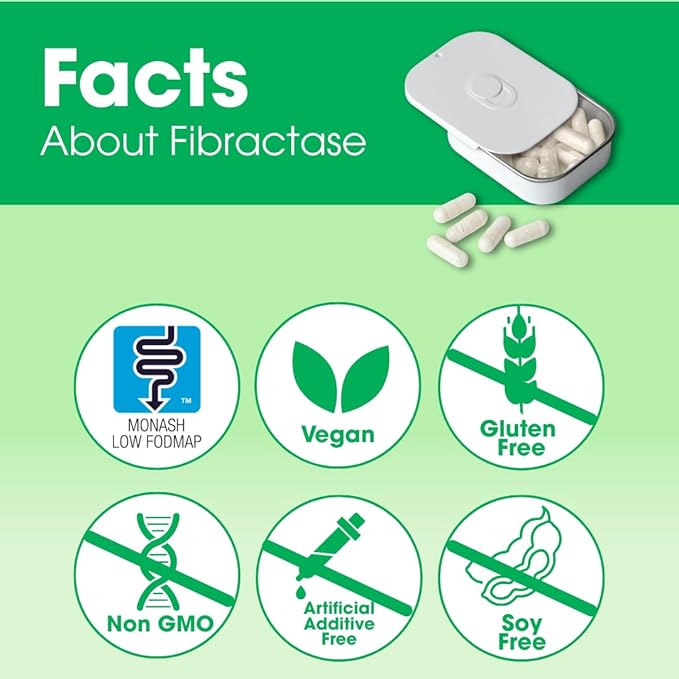 Intoleran Fibractase 1200 Digestive Enzymes - 36 Capsules | Supplement for Fructans &amp Galactans Intolerance | Helps Digest Carbohydrates Grains Legumes Onion Garlic &amp wheats | Pure and Veg