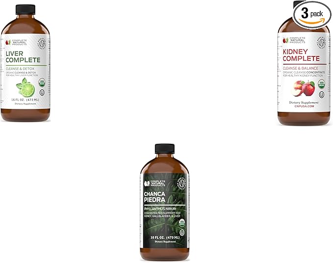 Complete Natural Products Liver Complete 16oz Kidney Complete 16oz &amp Chanca Piedra 16oz Bundle