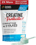 Fantastic Nutrition's Creatine + HMB — Clinically Dosed 5g Creapure German Creatine Monohydrate Plus 3g myHMB for Strength Lean Muscle &amp Recovery — 60 Servings Unflavored