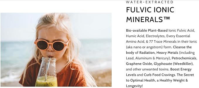 Optimally Organic Water Extracted Fulvic Ionic Minerals X200 - Patented BioActive Fulvic Acid Humic Acid Trace Minerals Electrolytes &amp Essential Amino Acids - 5+ Month Supply