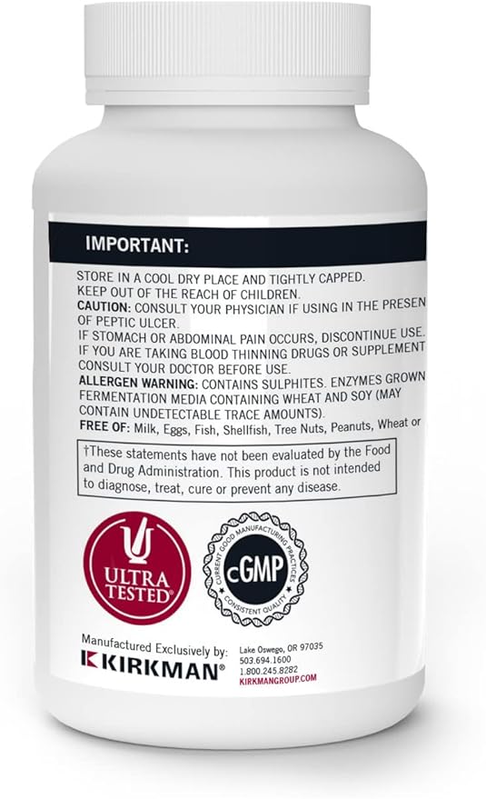 Kirkman - Biofilm Defense Disruptor and Buster - W/Lipase and Glucoamylase - Enzymes for Digestion for Men and Women - Protects Immune System - 60 Supplement Capsules