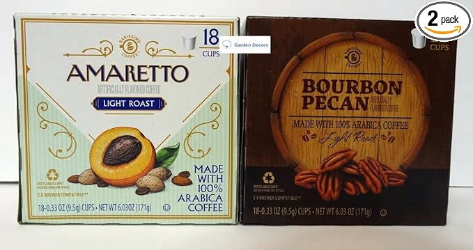 Barissimo Coffee Light Roast Amaretto and Bourbon Pecan 6.03oz 171g (Two Boxes)