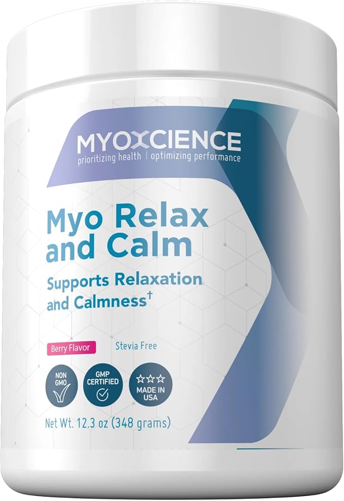 MYOXCIENCE Myo Relax &amp Calm | Myo-Inositol L-Theanine Taurine Magnesium &amp GABA | Supports Sleep Neurotransmitter &amp Hormone Support (Berry Flavor) (60 Servings)