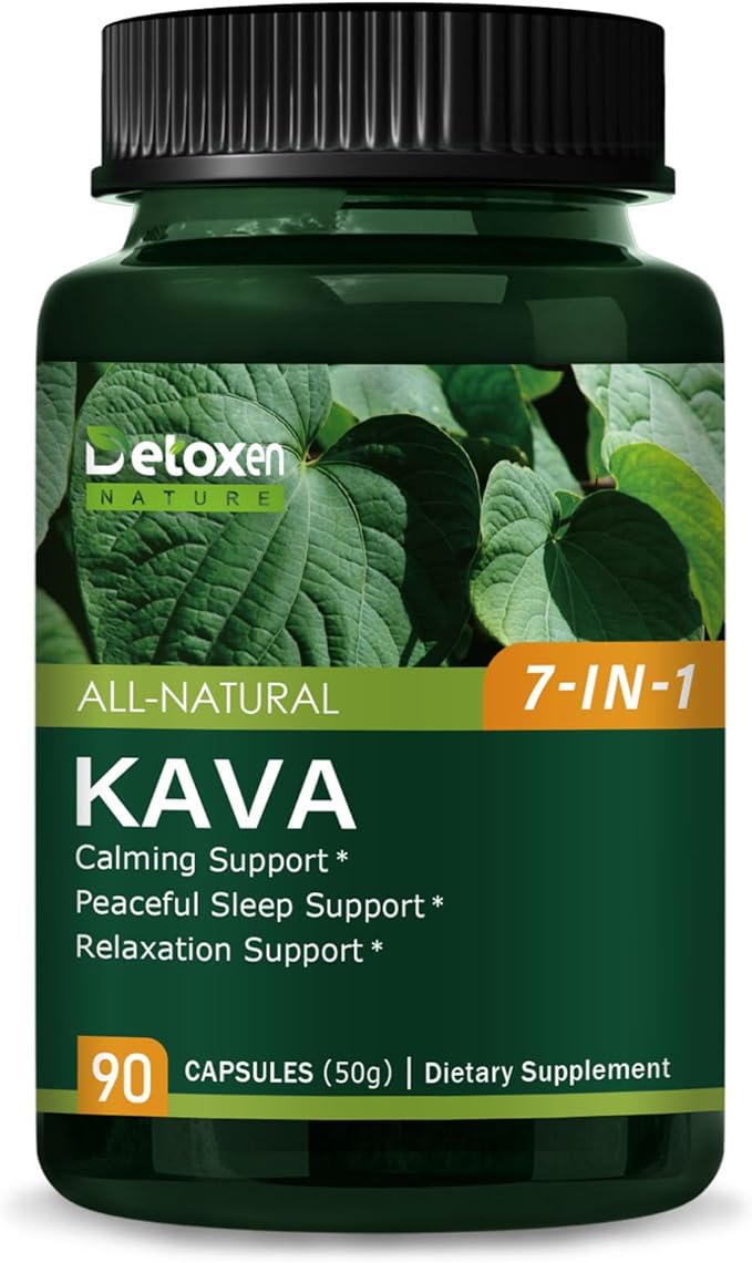 100% Pure Herbal Capsules Kava Extract for Calming Support Peaceful Sleep Support &amp Relaxation Support. 90Capsules
