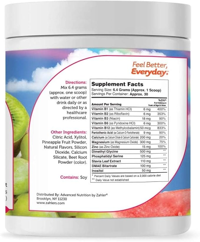 Zahler KidsActive Kids Concentration Formula Powder All Natural Children’s Supplement Supporting Focus Certified Kosher 30 Servings Fruit Punch Flavored Powder