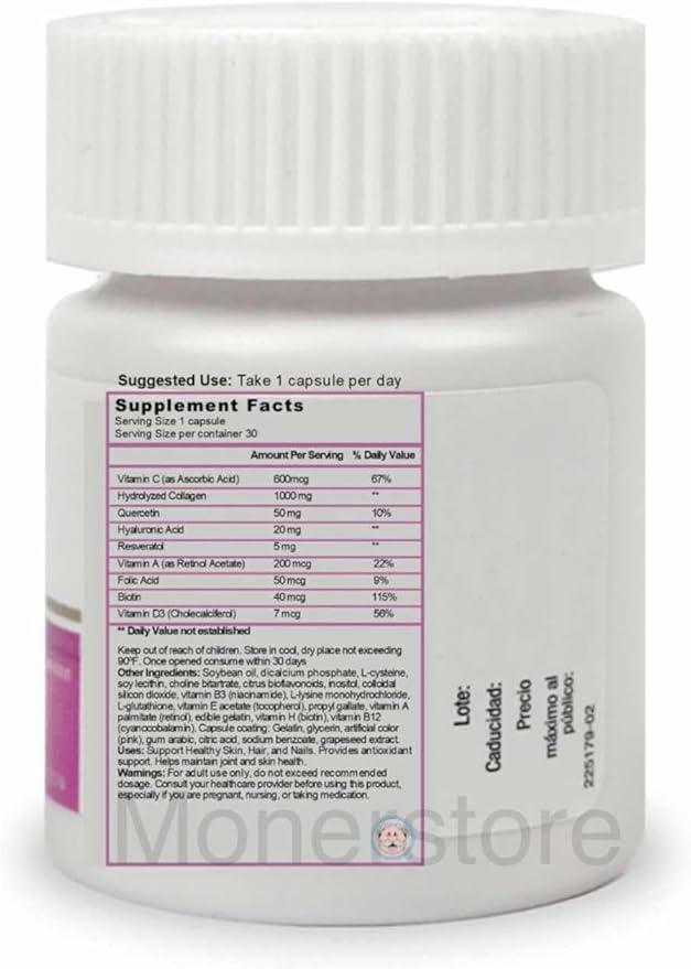 Antioxidants and Amino acids Supplement for Hair and Nails and Biotin for Skin Health Compare to GELASIM Forte 30CAP