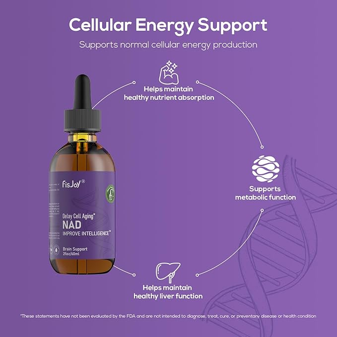 Liquid Nutritional Drops with NAD+ Resveratrol Quercetin &amp Betaine – Sugar-Free Vegan Formula – Easy Daily Use 2 fl oz (60 mL)