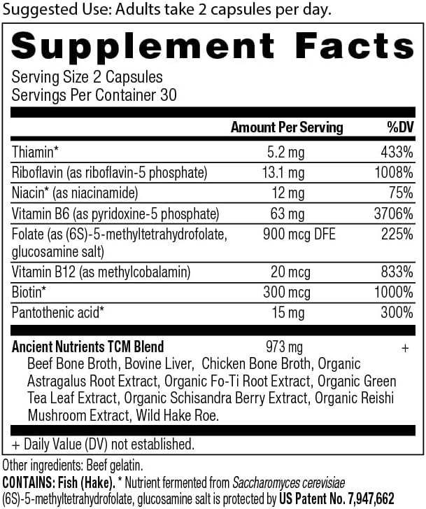 Ancient Nutrition Vitamin B Complex Supplement 8 Balanced B-Vitamins Supports Healthy Energy Levels Adaptogenic Herbs Enzyme Activated Paleo &amp Keto Friendly 60 Capsules