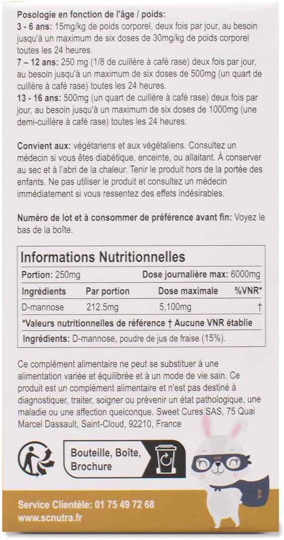 sc nutra Waterfall D-Mannose Children Strawberry - Kids D-Mannose Naturally sourced from Birch (Sweet Cures)