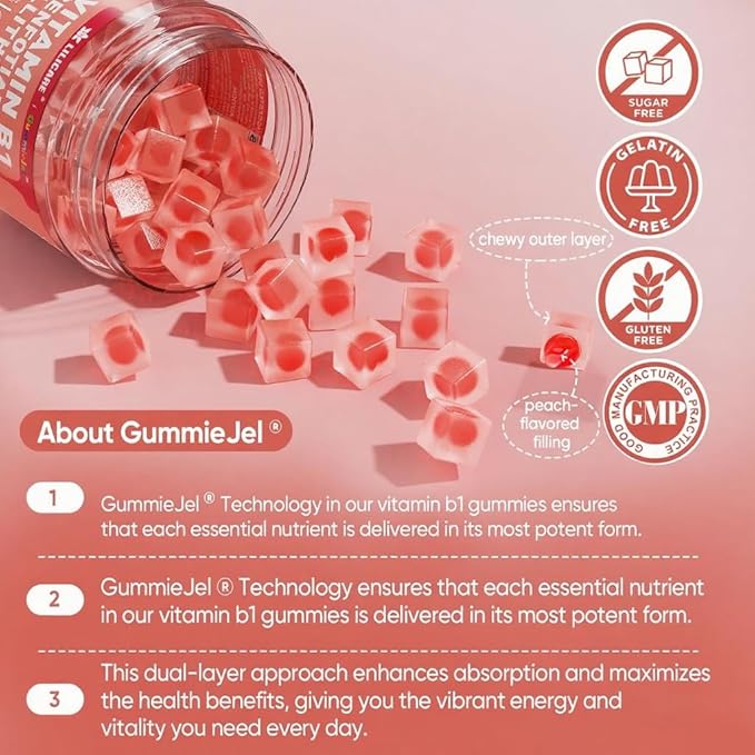 Vitamin B1 &amp Methylated Vitamin B Complex Gummies - All B Vitamins Benfotiamine Thiamine &amp Inositol Methylated B1 B2 B6 Multivitamins L-methylfolate Methyl B12 for Nerve Cognition Energy