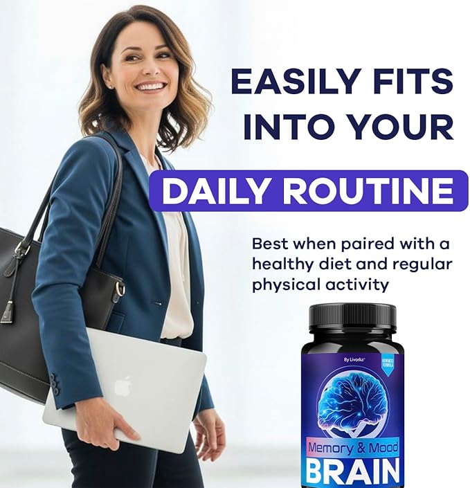 (2 Pack) Memory Mood and Brain Capsules - Official Daily Support Brain Health Supplement Pills Advanced Formula Memory &amp Mood Brain &amp Memory Focus Reviews 120 Capsules for 2 Months